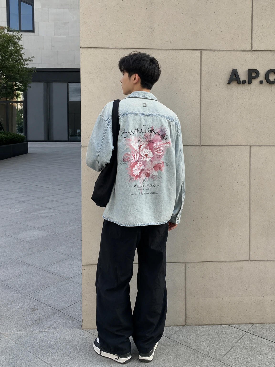등판 플라워로 시선 모으는 셔츠