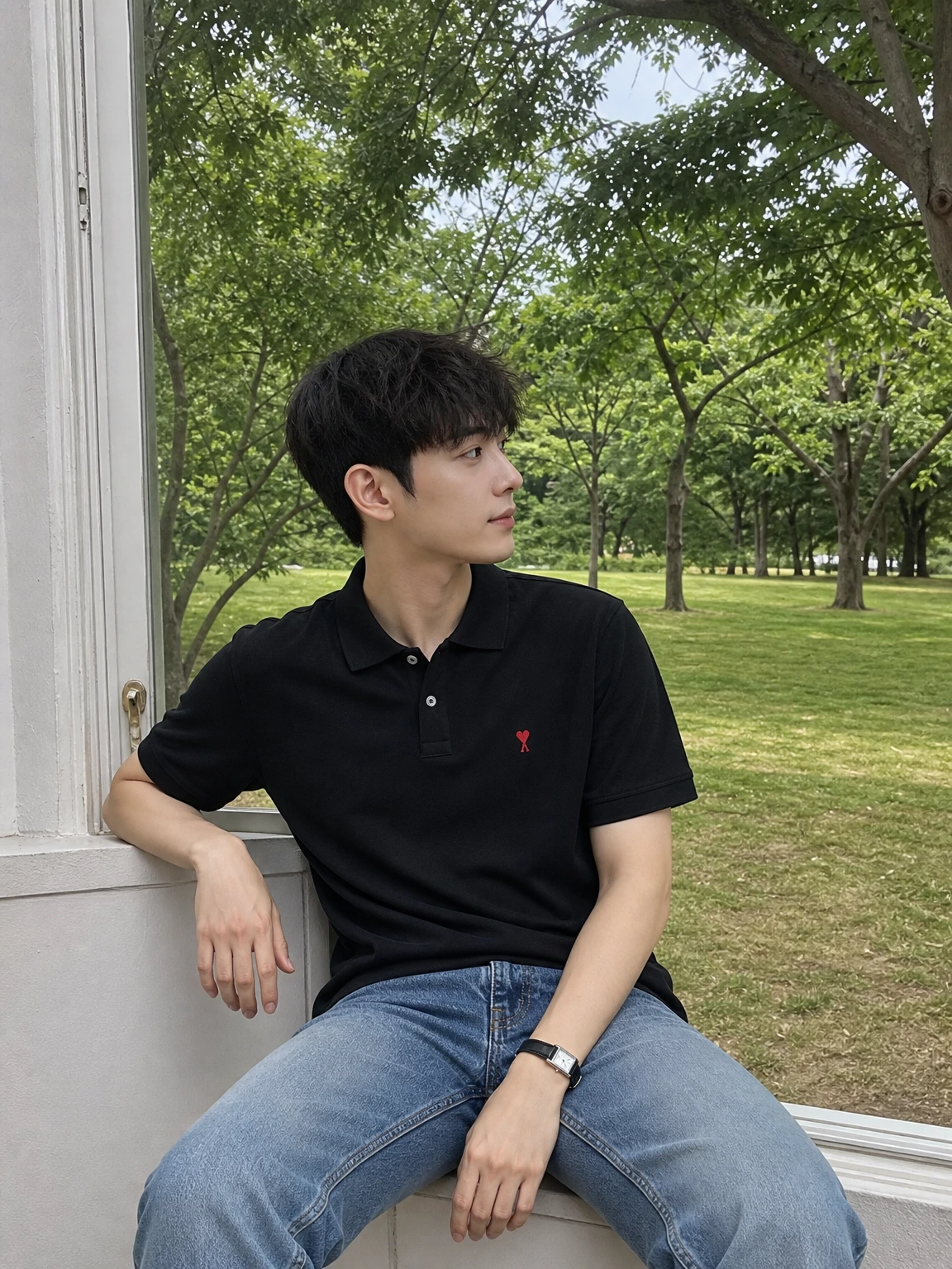 미니 하트로 포인트 준 셔츠