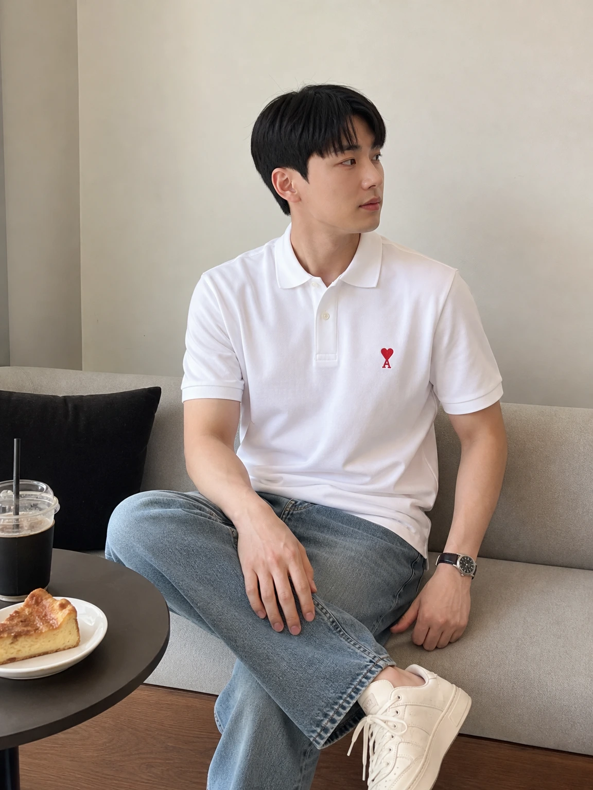 가슴 자수로 표정 더한 폴로 셔츠