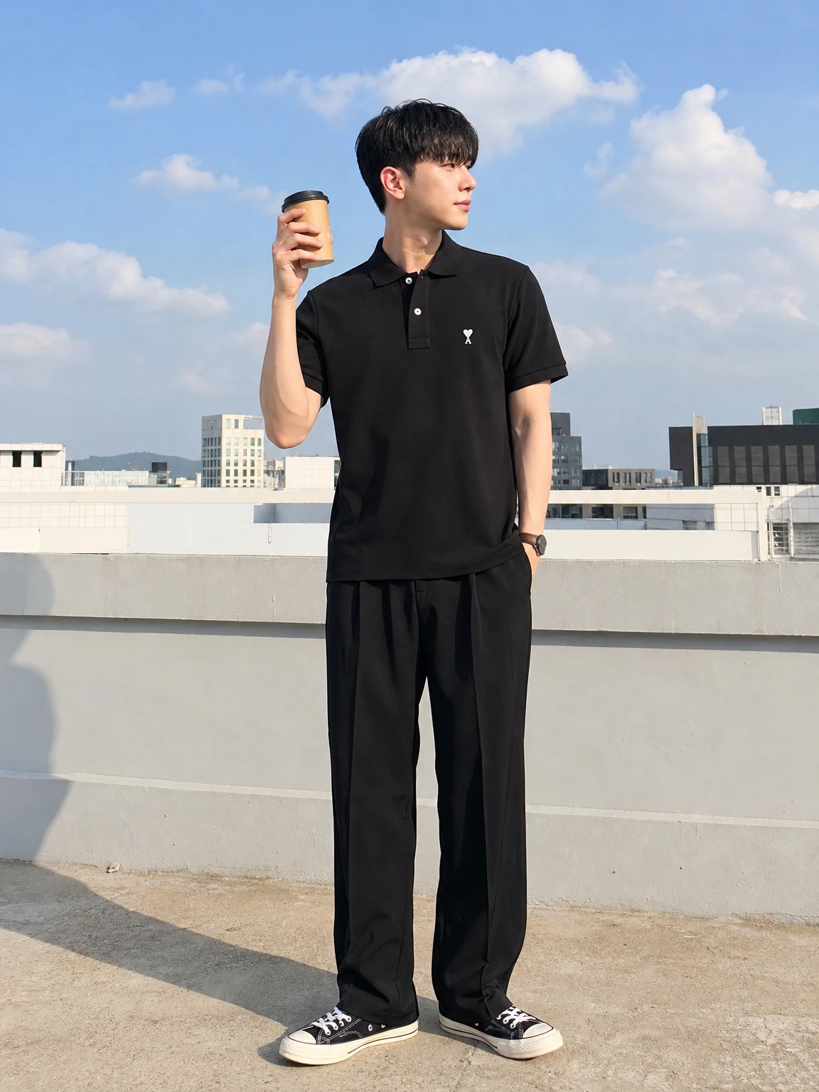 스몰 하트로 포인트 준 폴로 셔츠