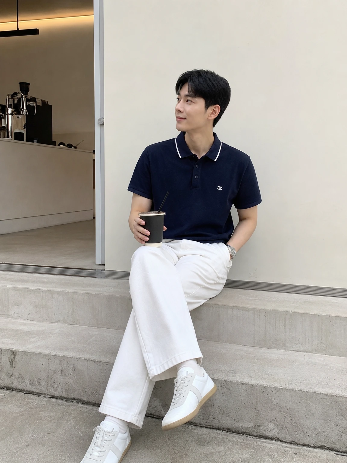배색 팁 라인으로 정돈된 폴로