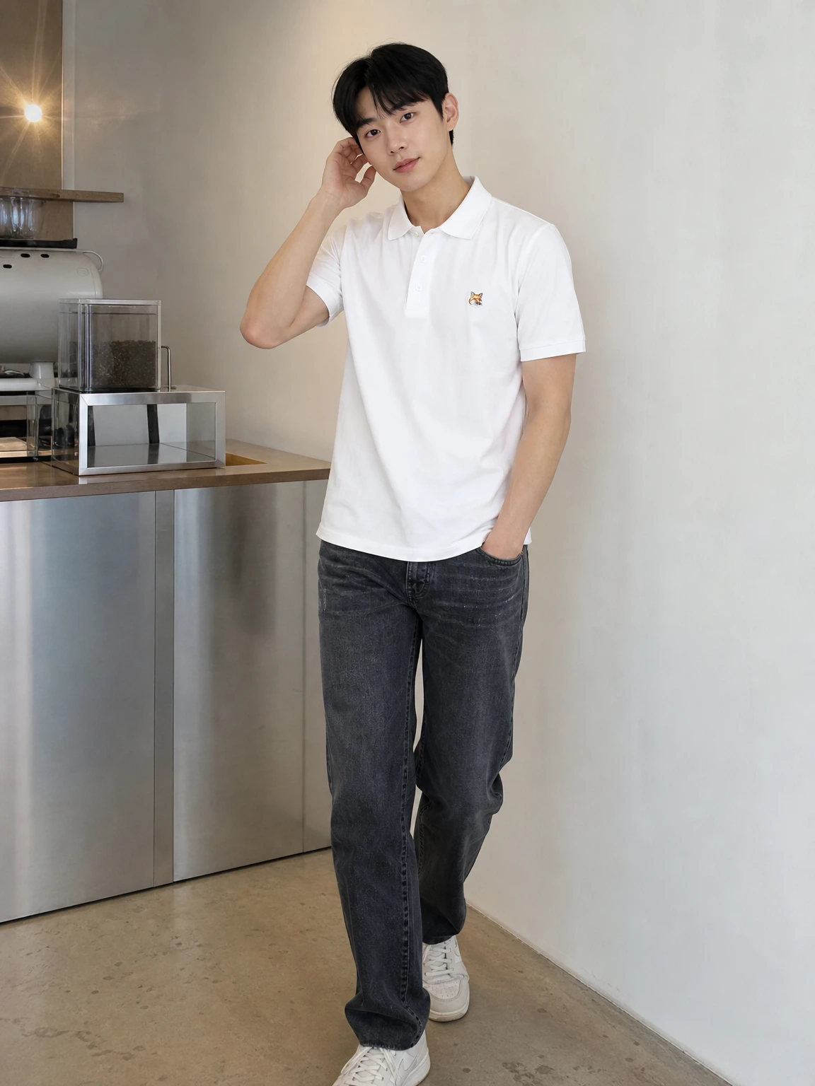 미니 패치로 포인트 준 반팔티