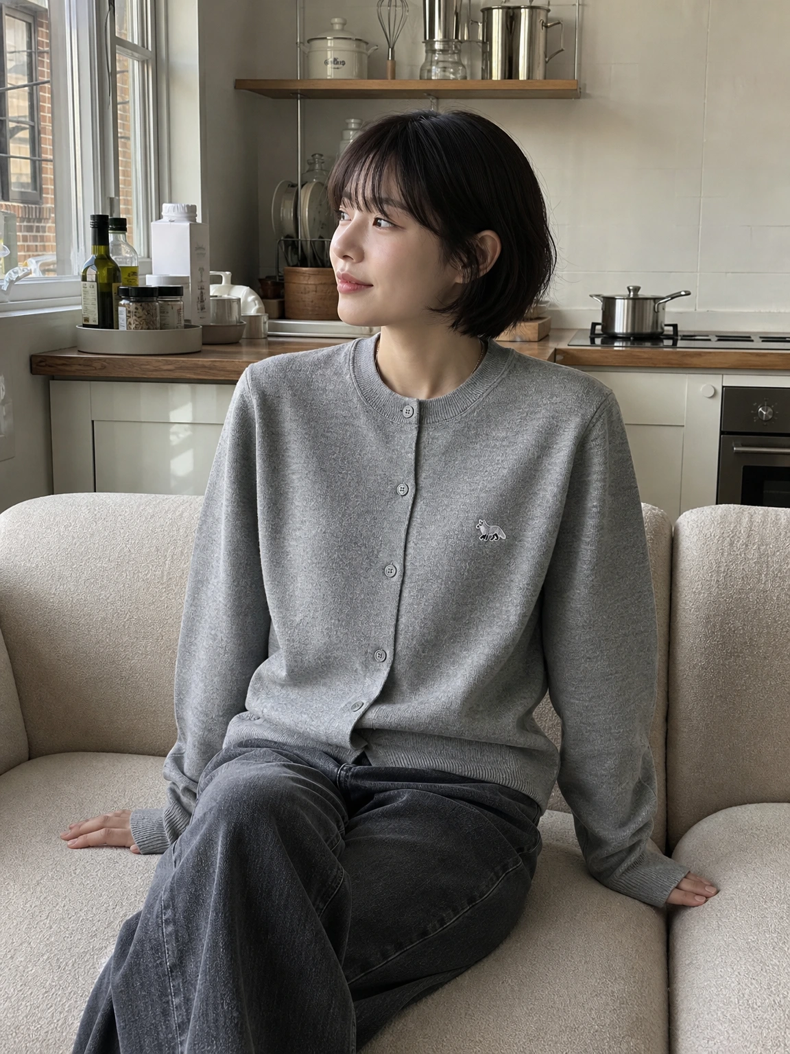 작은 여우가 포인트인 가디건