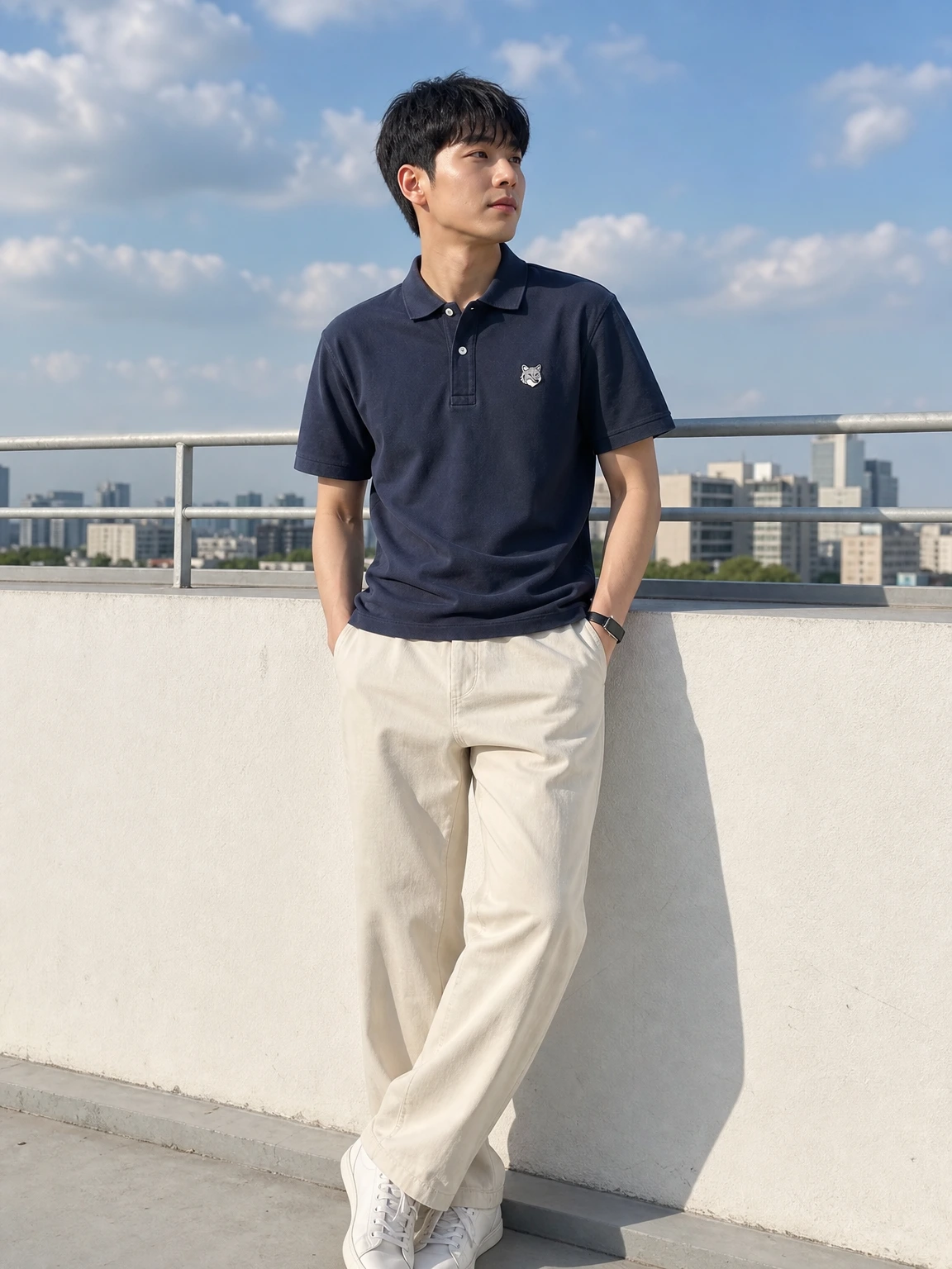 미니 자수로 힘을 준 반팔티셔츠