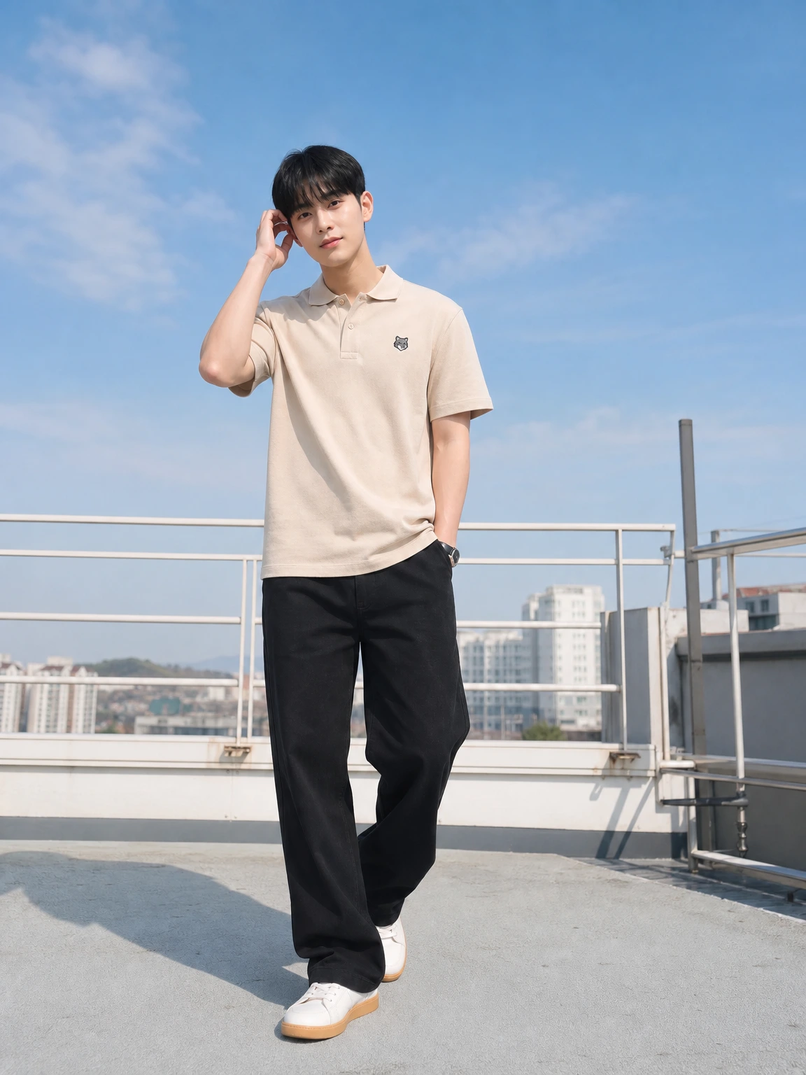 볼드 폭스헤드로 포인트 준 PK티셔츠