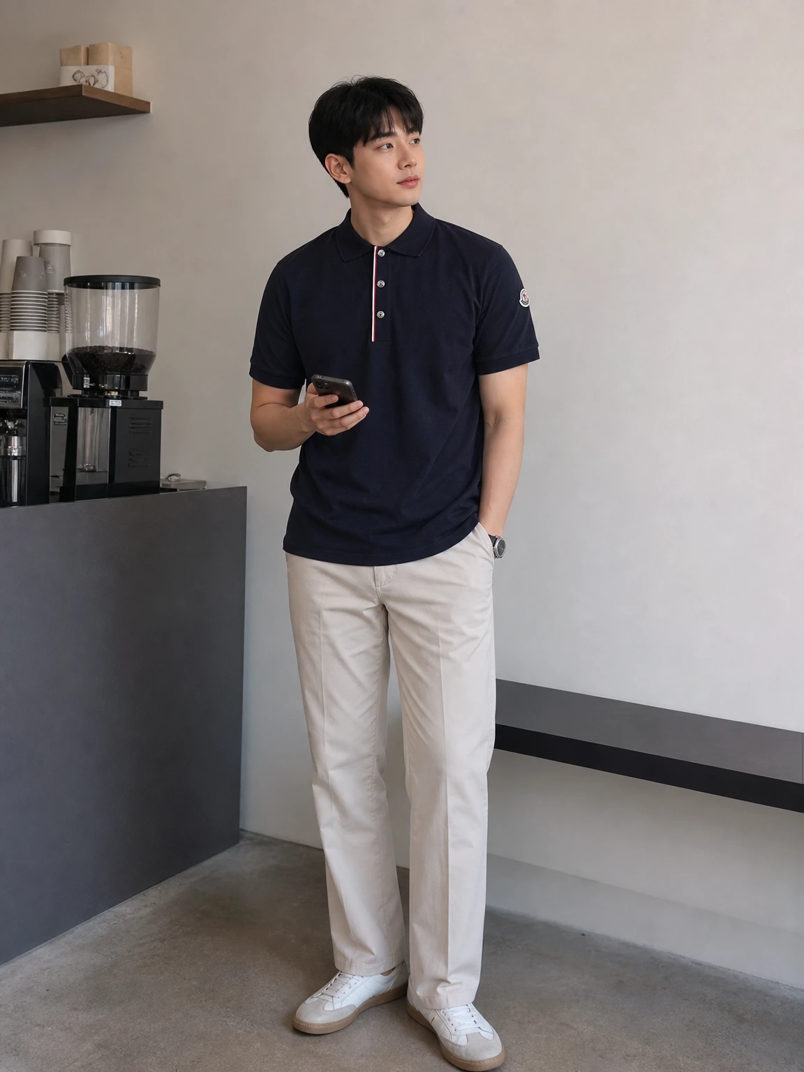 배색 플라켓이 돋보이는 폴로 티셔츠