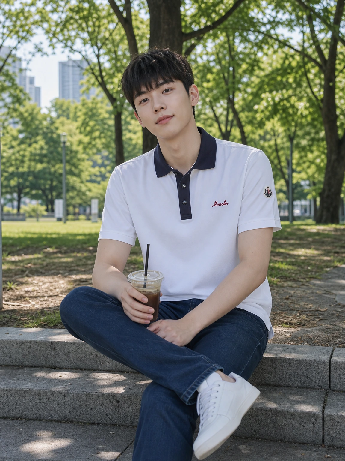 배색 카라로 선명해진 반팔티셔츠