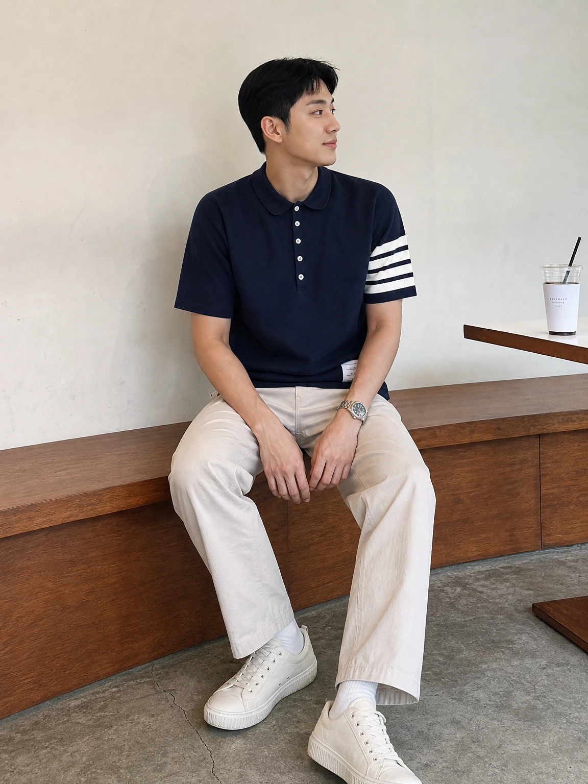 사선 스트라이프로 힘 준 폴로 티셔츠
