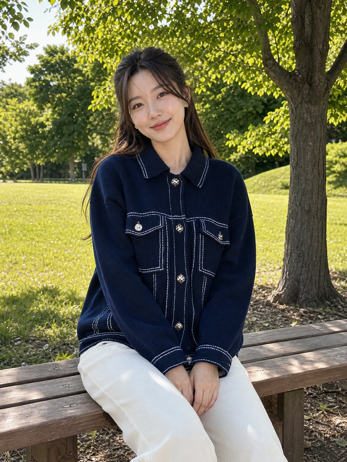 대비 스티치로 선을 살린 자켓