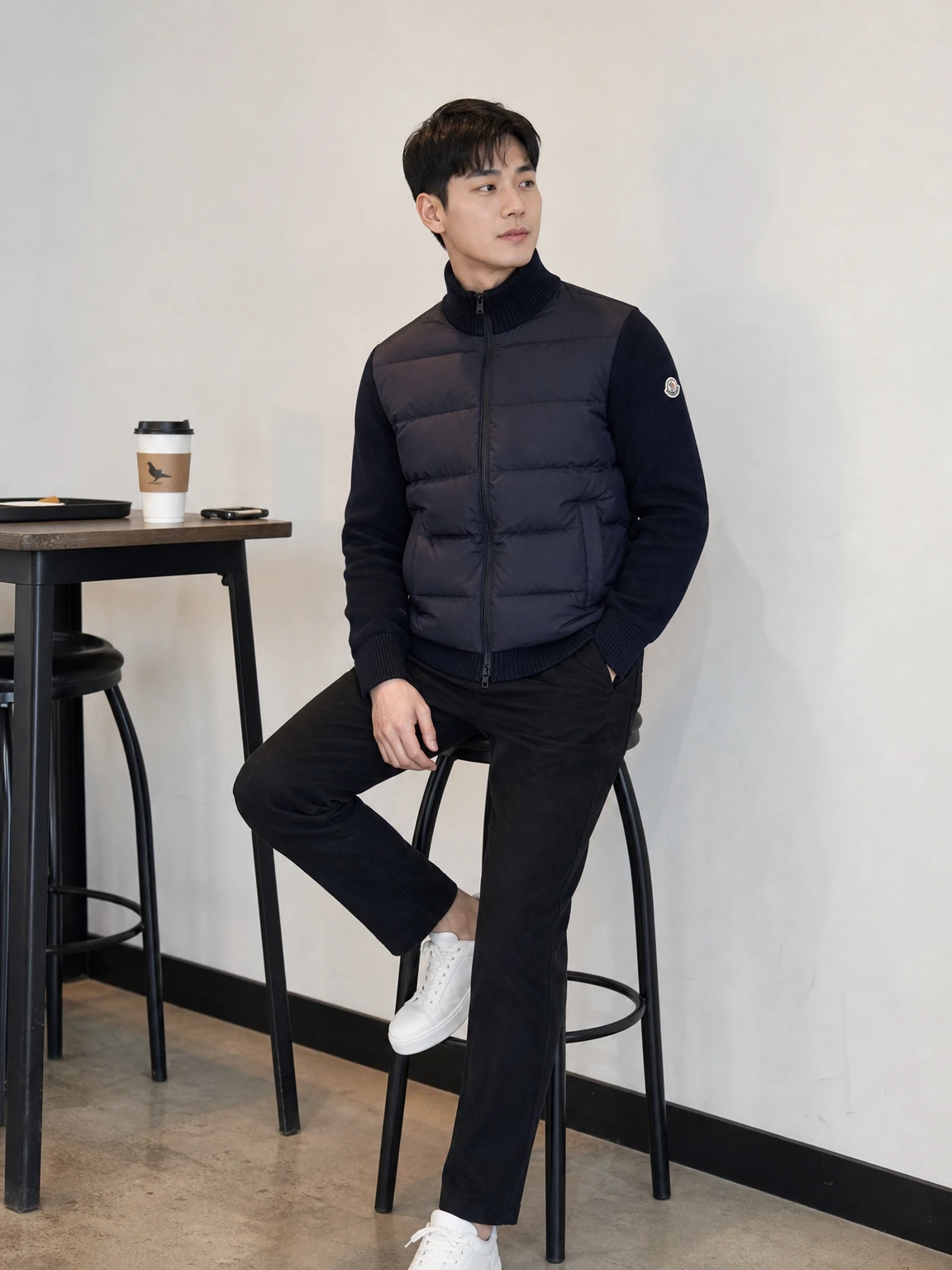패딩과 니트가 만난 패딩 가디건