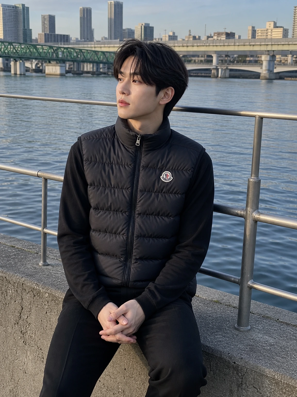 수평 퀼팅으로 정돈된 패딩 조끼
