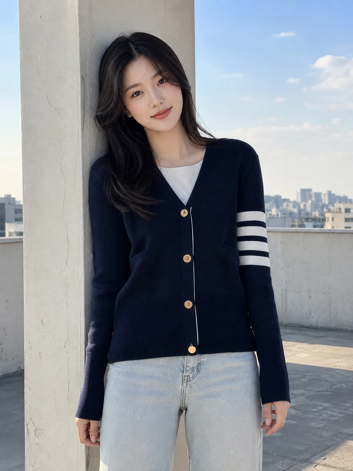 완장 디테일로 힘주는 가디건