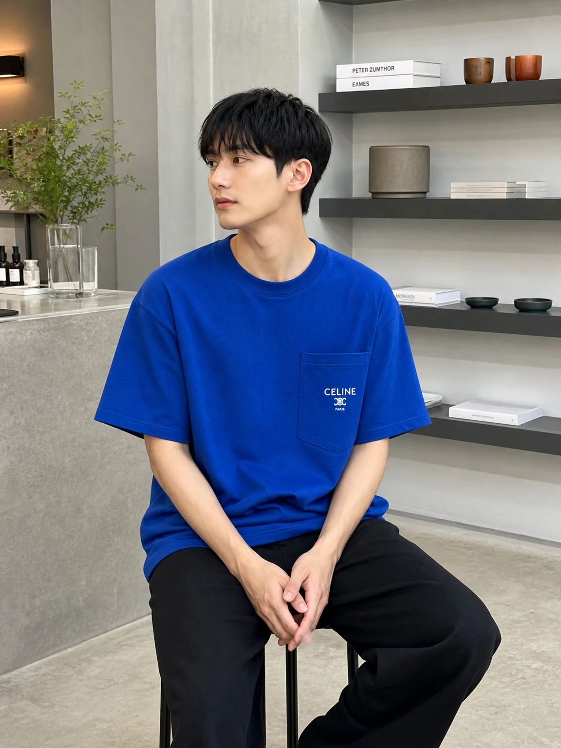 포켓 로고로 힘을 준 반팔 티셔츠