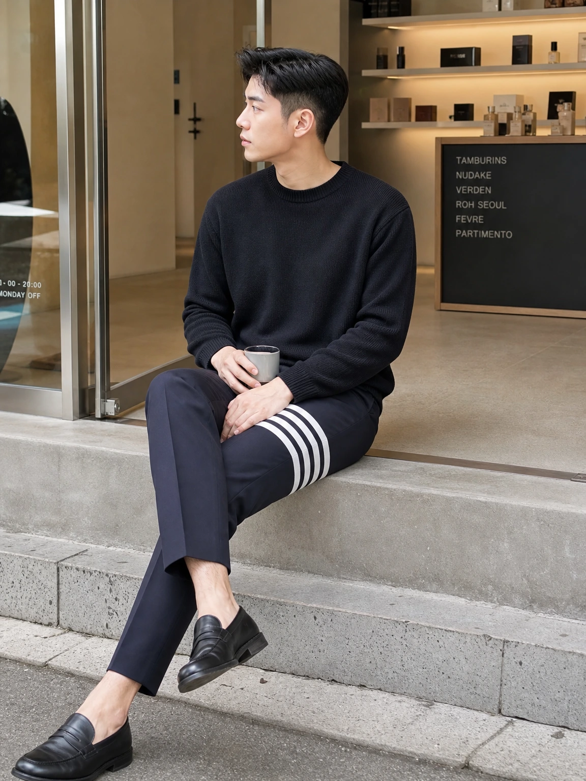 사선 4선으로 포인트 준 슬랙스