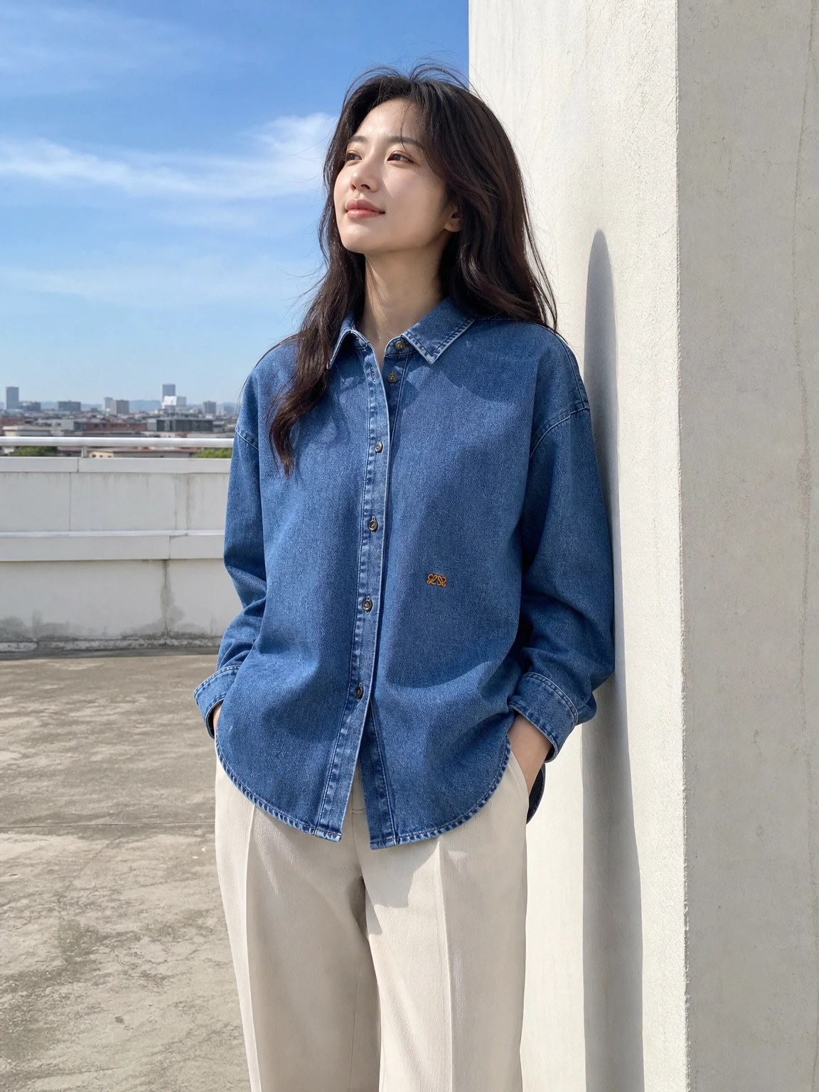 워싱 데님이 편안한 긴팔 셔츠