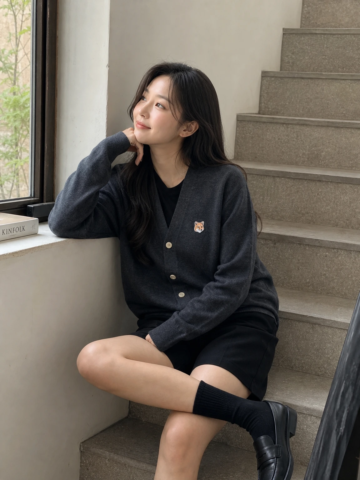 작은 여우가 포인트인 가디건