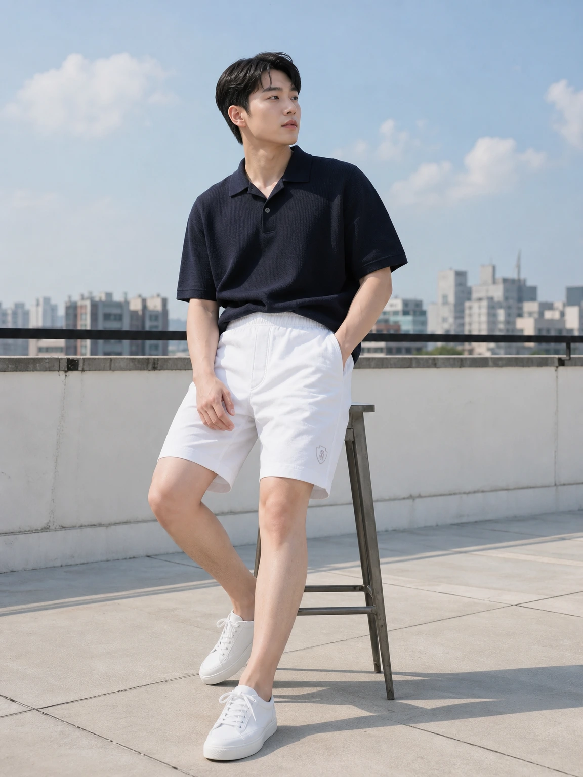 미니 엠블럼이 돋보이는 반바지