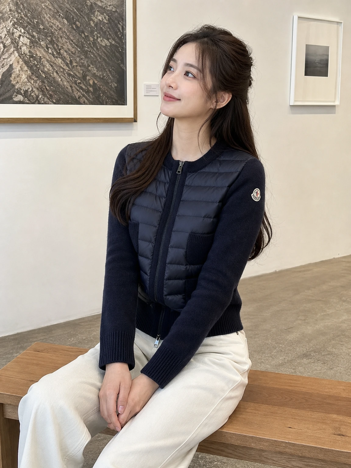 니트와 패딩이 만난 집업 패딩